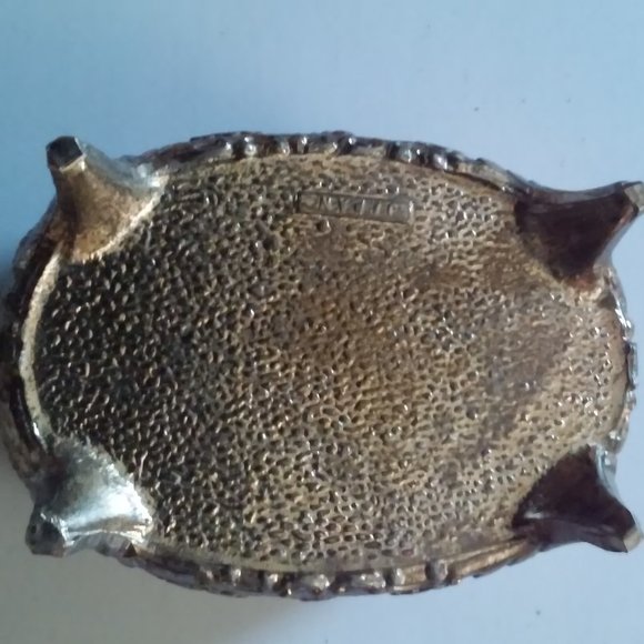 Vintage Oval Silver Jewelry Holder With Hinged Lid Worn Reads: Boystown Nebraska - Picture 4 of 6